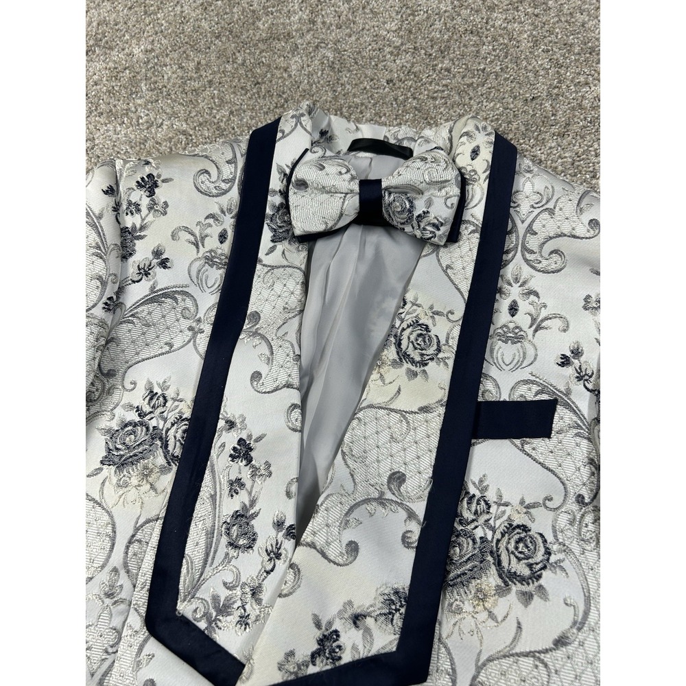 Kent & Park Blazer And Bow Tie J149 Silver-Navy Prom Formal Attire